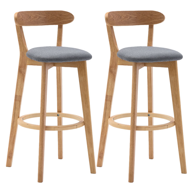 Natural Wood Upholstered Counter Stools Scandinavian Footrest Bar Stools