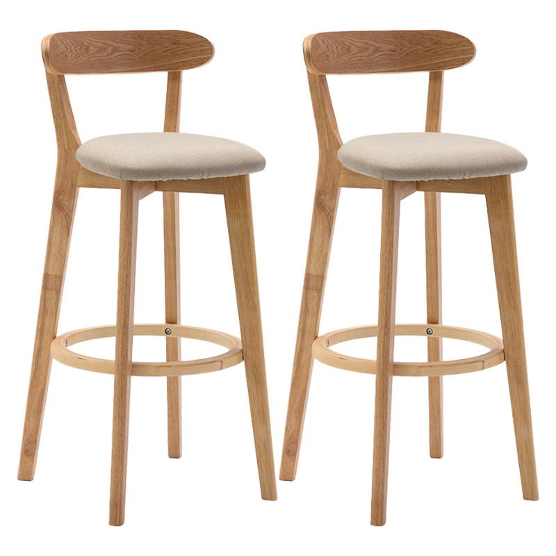 Natural Wood Upholstered Counter Stools Scandinavian Footrest Bar Stools