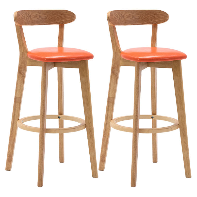 Natural Wood Upholstered Counter Stools Scandinavian Footrest Bar Stools