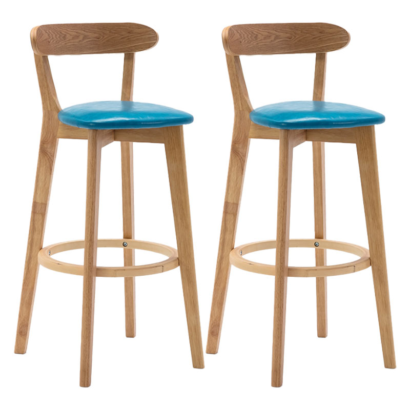 Natural Wood Upholstered Counter Stools Scandinavian Footrest Bar Stools