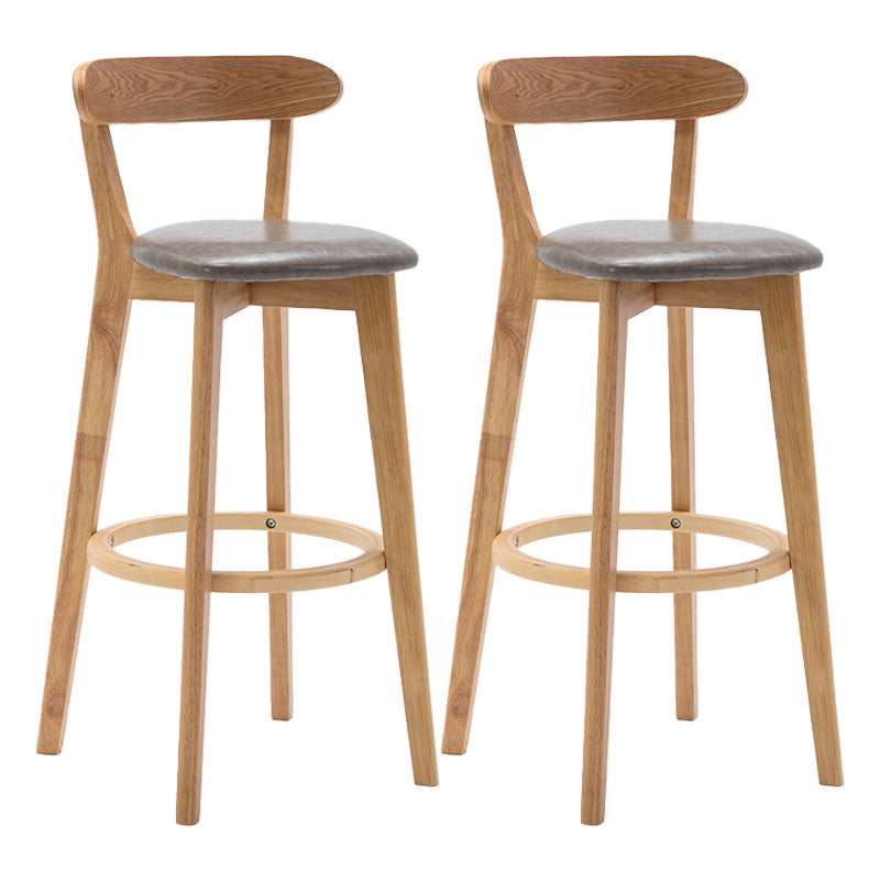 Natural Wood Upholstered Counter Stools Scandinavian Footrest Bar Stools