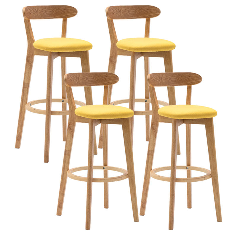 Natural Wood Upholstered Counter Stools Scandinavian Footrest Bar Stools