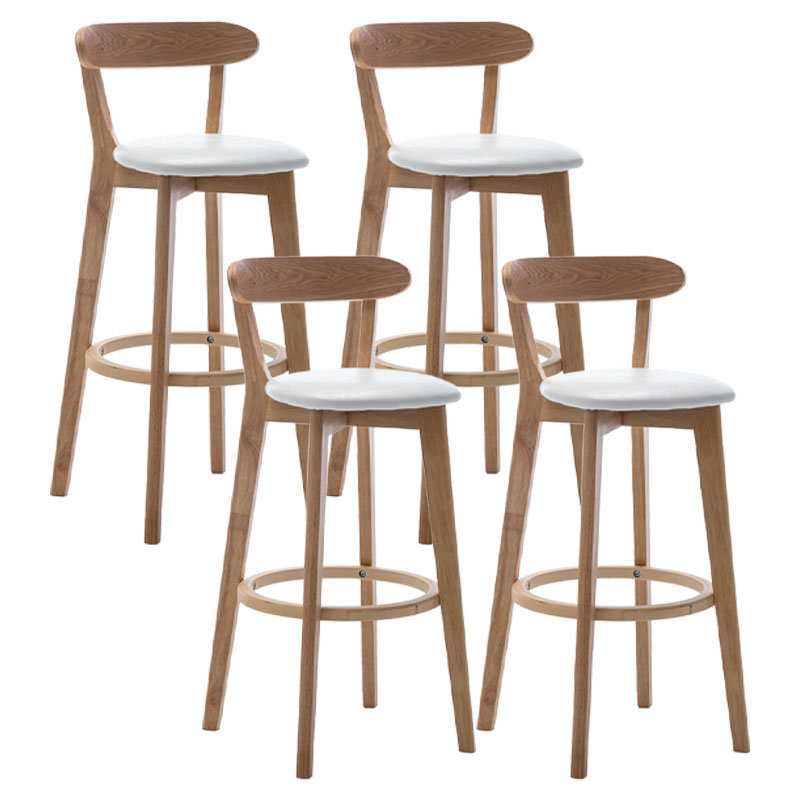 Natural Wood Upholstered Counter Stools Scandinavian Footrest Bar Stools