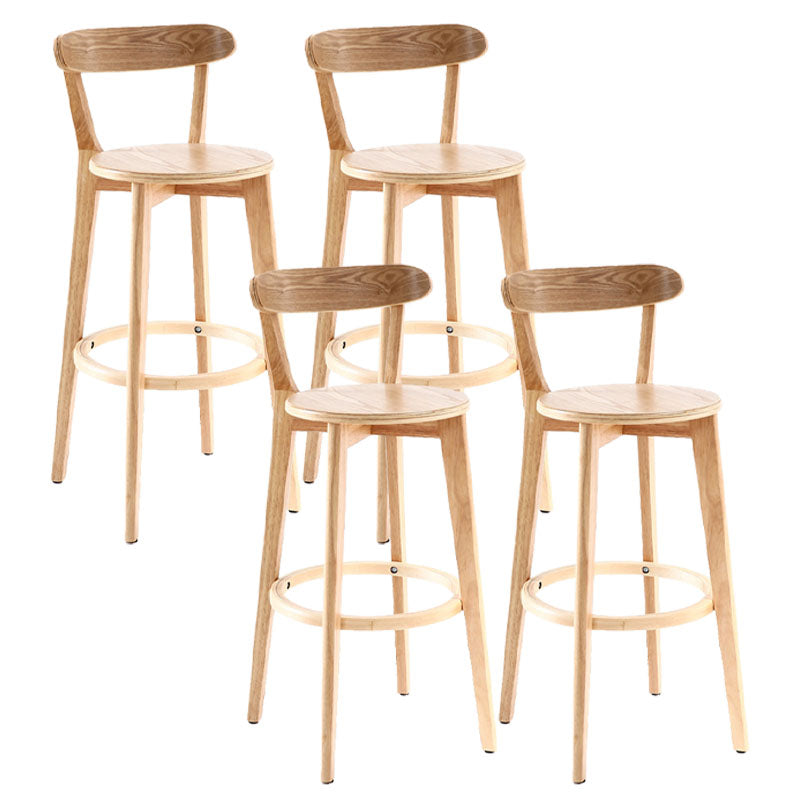 Natural Wood Upholstered Counter Stools Scandinavian Footrest Bar Stools