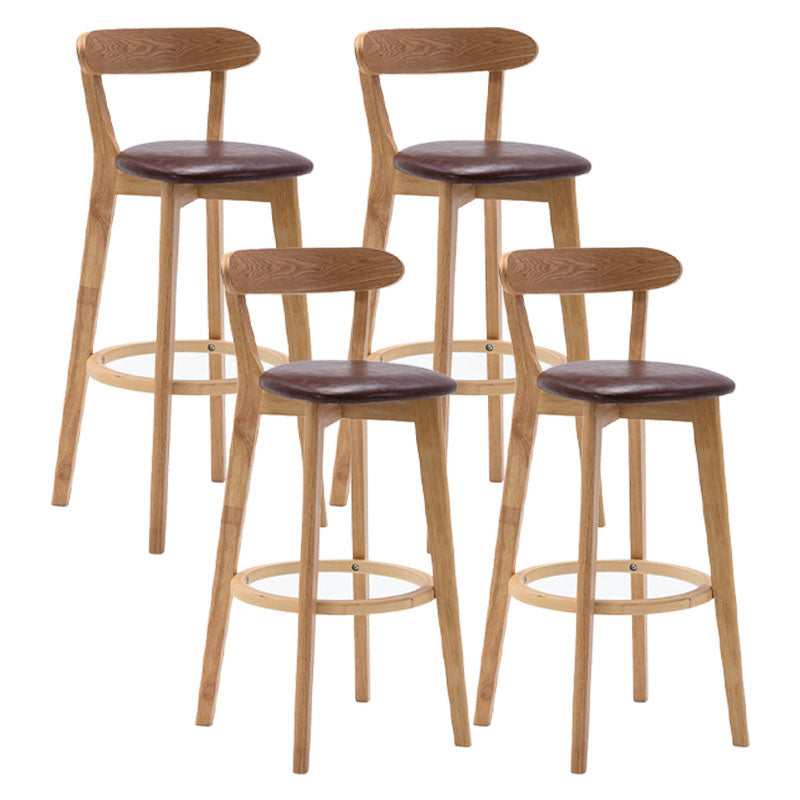 Natural Wood Upholstered Counter Stools Scandinavian Footrest Bar Stools