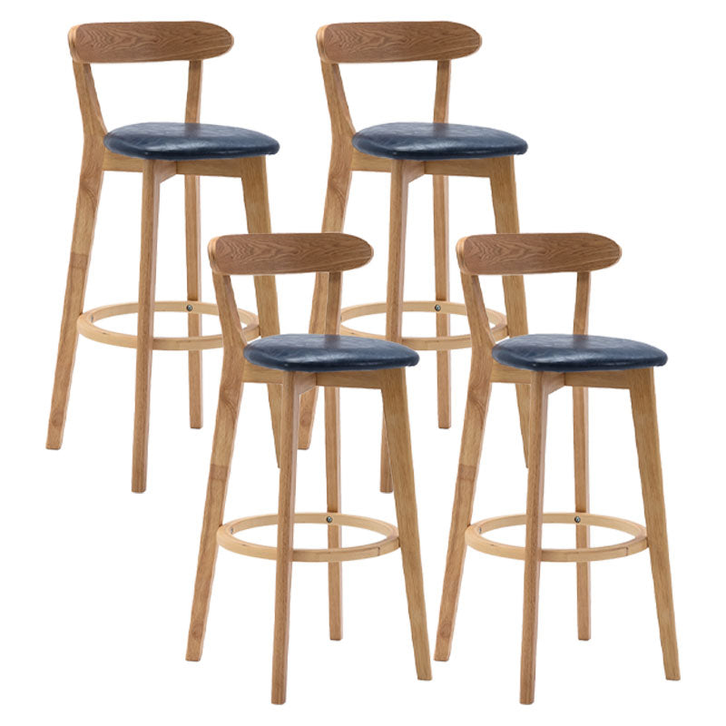 Natural Wood Upholstered Counter Stools Scandinavian Footrest Bar Stools