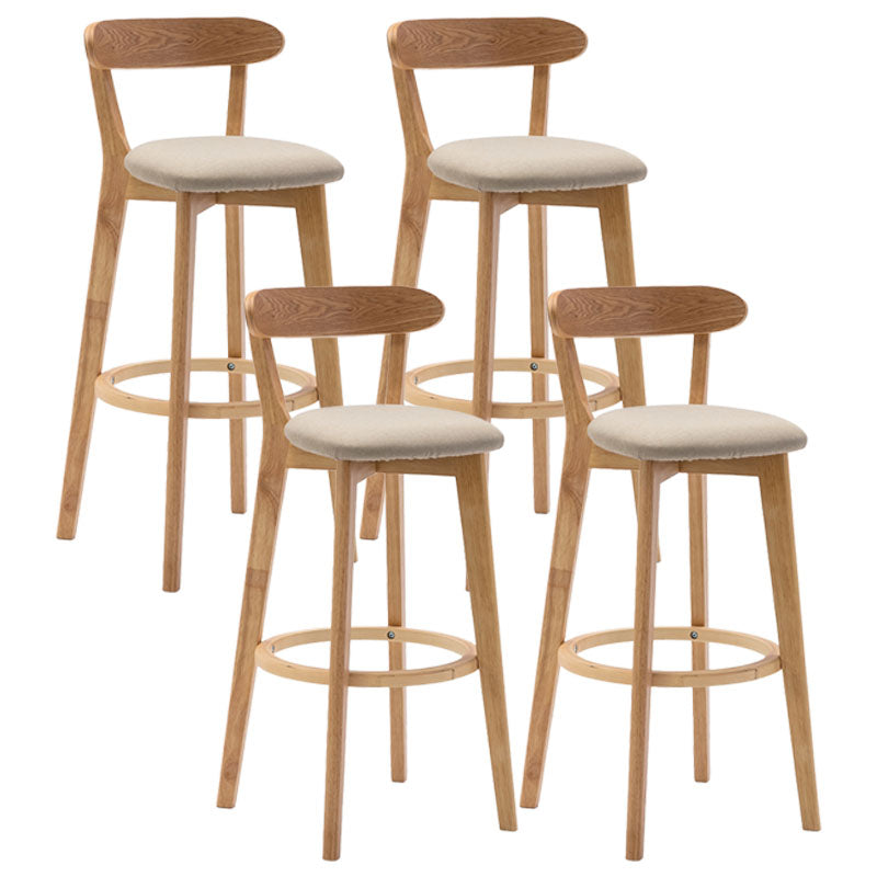 Natural Wood Upholstered Counter Stools Scandinavian Footrest Bar Stools