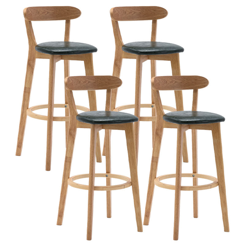Natural Wood Upholstered Counter Stools Scandinavian Footrest Bar Stools
