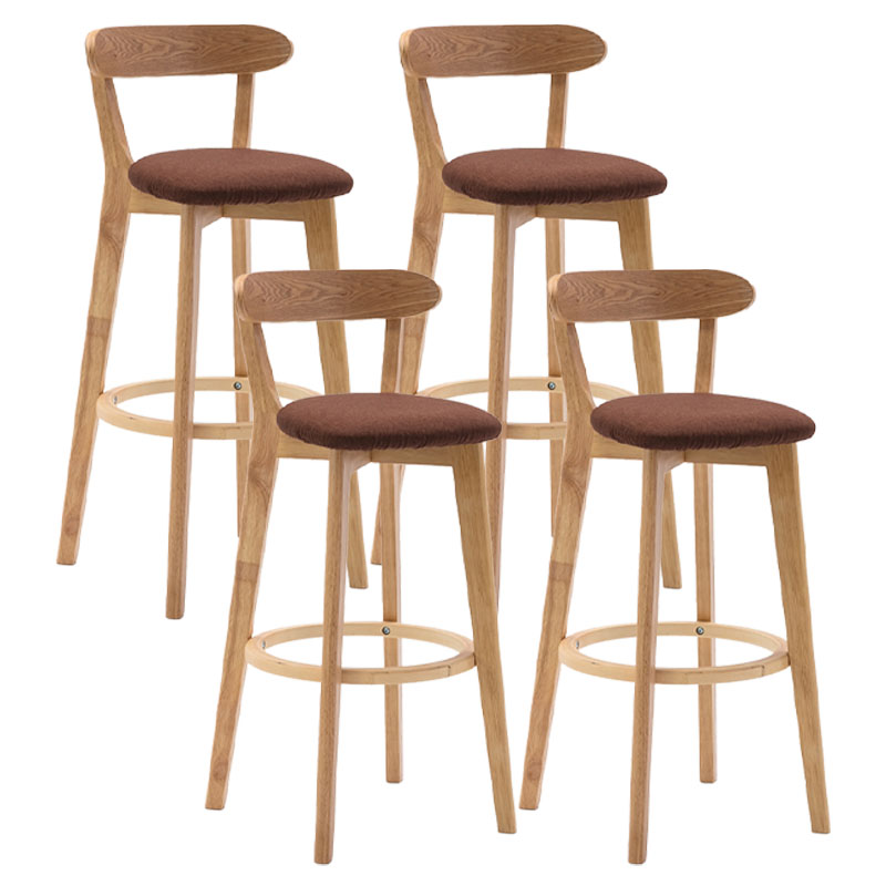 Natural Wood Upholstered Counter Stools Scandinavian Footrest Bar Stools