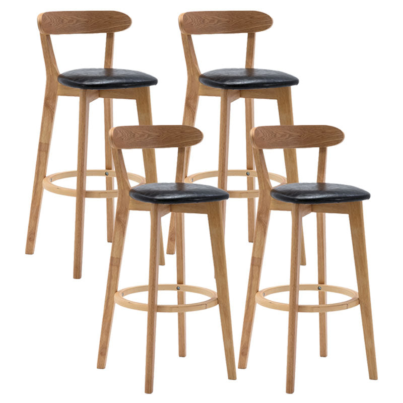 Natural Wood Upholstered Counter Stools Scandinavian Footrest Bar Stools