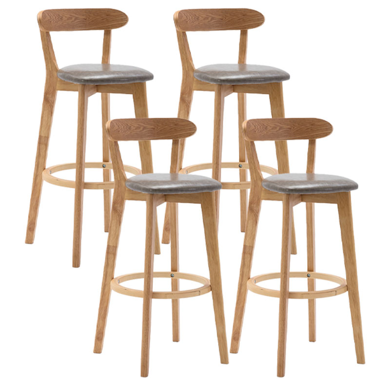 Natural Wood Upholstered Counter Stools Scandinavian Footrest Bar Stools