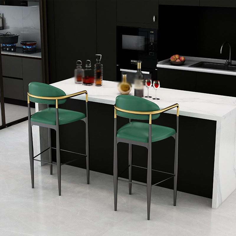 Scandinavian Metal Upholstered Counter Stools Armed Bar Stools with Footrest