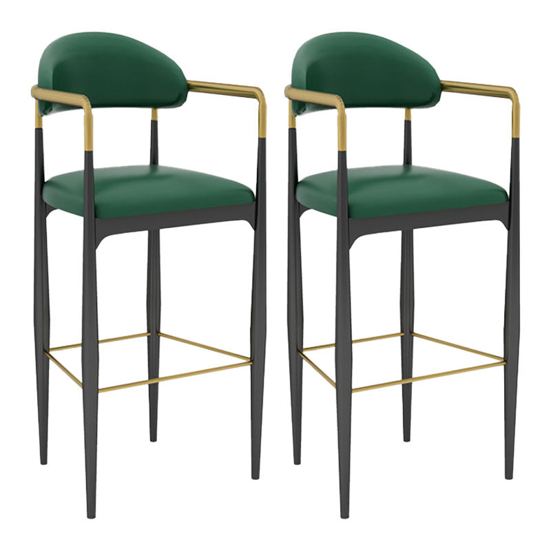 Scandinavian Metal Upholstered Counter Stools Armed Bar Stools with Footrest