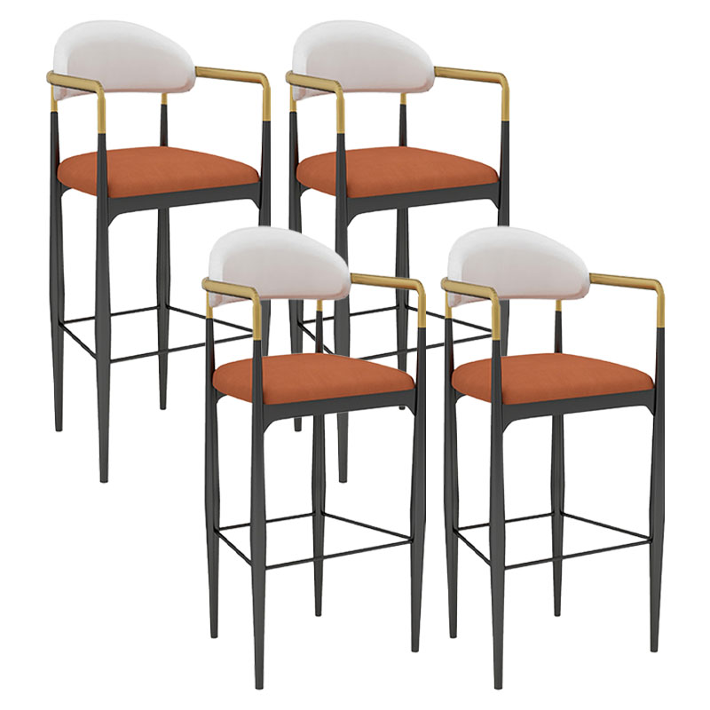 Scandinavian Metal Upholstered Counter Stools Armed Bar Stools with Footrest