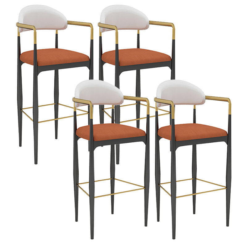 Scandinavian Metal Upholstered Counter Stools Armed Bar Stools with Footrest