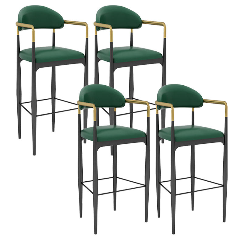 Scandinavian Metal Upholstered Counter Stools Armed Bar Stools with Footrest