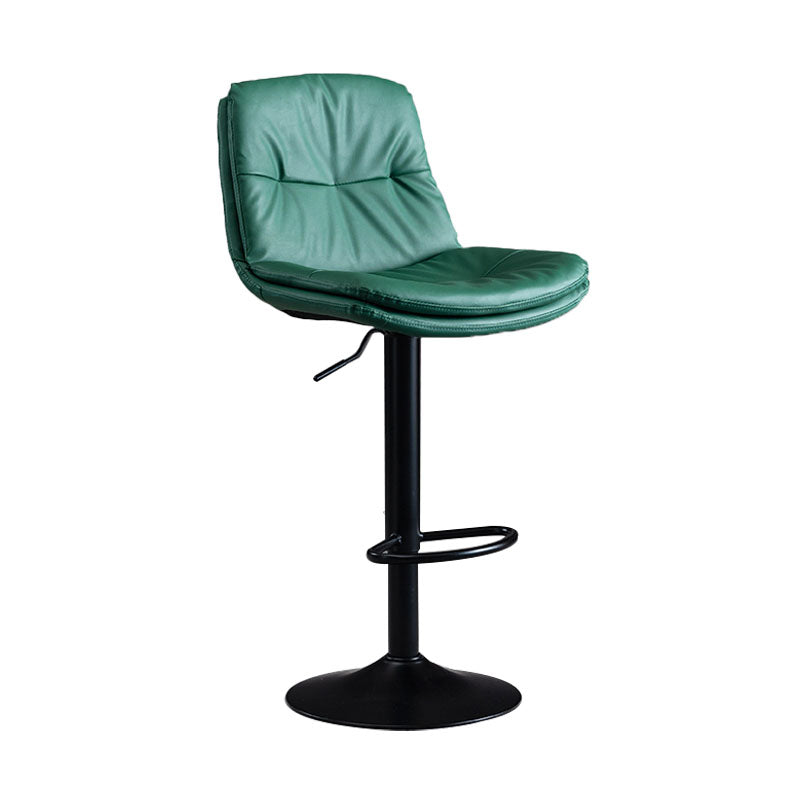Nordic Steel Adjustable Swivel Barstool Indoor Tall Stool with Leather Seat