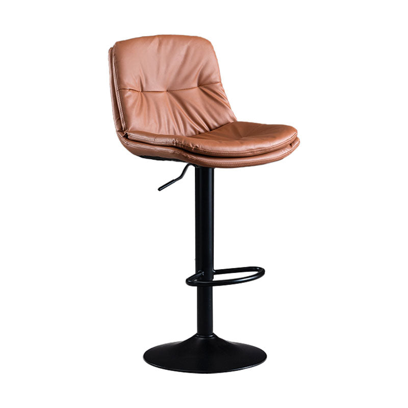 Nordic Steel Adjustable Swivel Barstool Indoor Tall Stool with Leather Seat