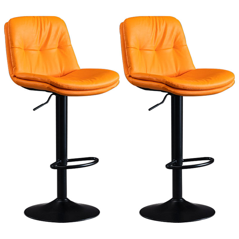 Nordic Steel Adjustable Swivel Barstool Indoor Tall Stool with Leather Seat
