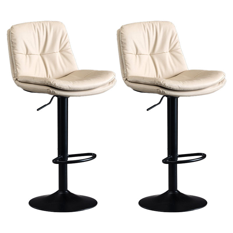 Nordic Steel Adjustable Swivel Barstool Indoor Tall Stool with Leather Seat