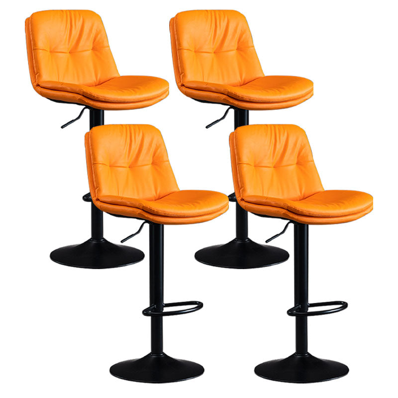 Nordic Steel Adjustable Swivel Barstool Indoor Tall Stool with Leather Seat