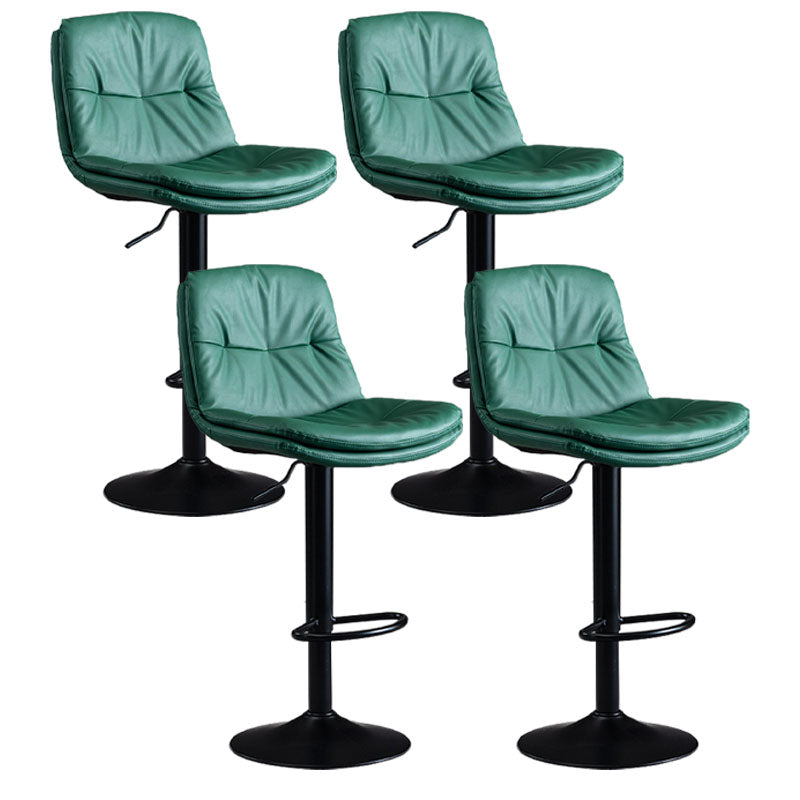 Nordic Steel Adjustable Swivel Barstool Indoor Tall Stool with Leather Seat