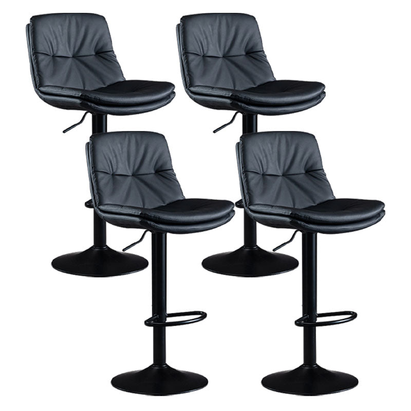Nordic Steel Adjustable Swivel Barstool Indoor Tall Stool with Leather Seat