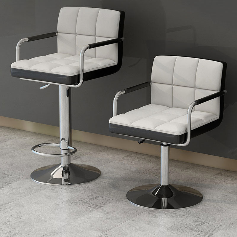 Scandinavian Adjustable Height Swivel Counter Stools Metal Upholstered Bar Stools
