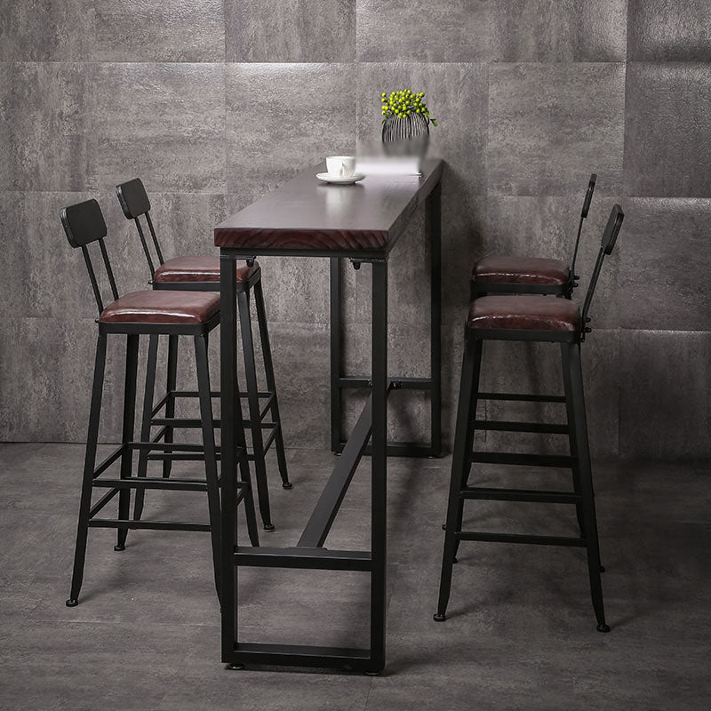 Wooden Square Seat Barstool Industrial Metal Counter Stool with Backrest