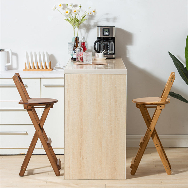 Solid Wood Folding Bar Stool Contemporary Indoor Barstool with Backrest
