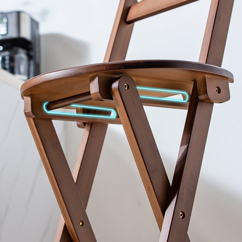 Solid Wood Folding Bar Stool Contemporary Indoor Barstool with Backrest