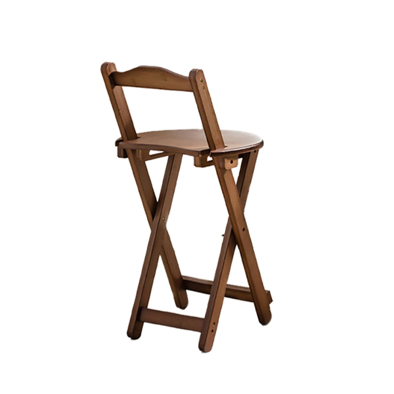 Solid Wood Folding Bar Stool Contemporary Indoor Barstool with Backrest