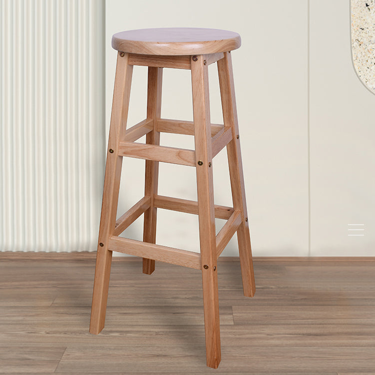 Modern Armless Backless Counter Stool Wood Bar Stool with Footrest