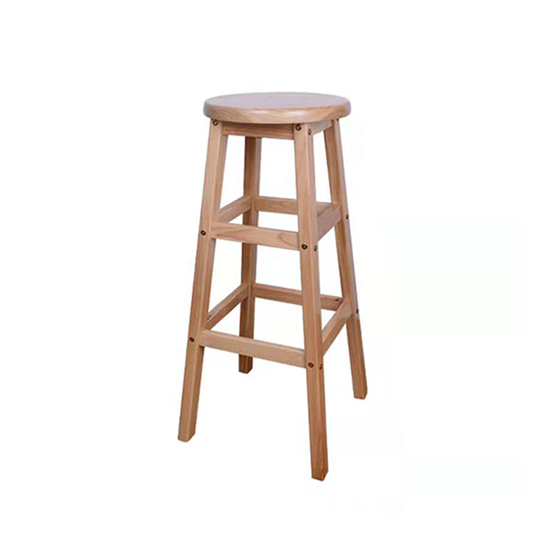 Modern Armless Backless Counter Stool Wood Bar Stool with Footrest