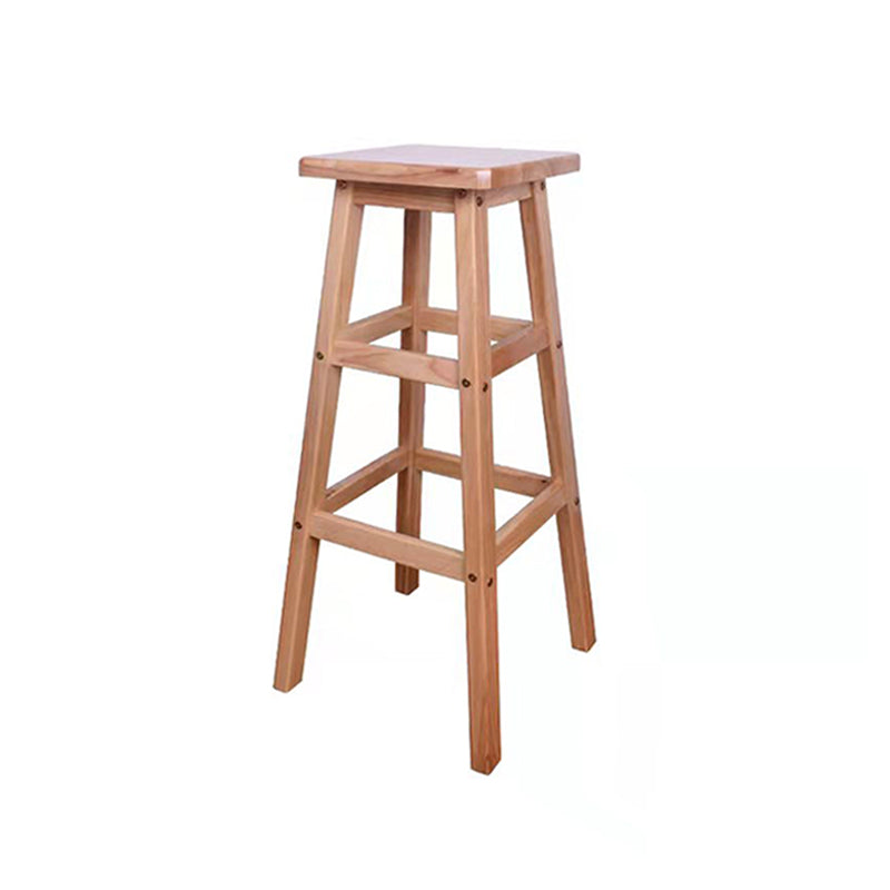 Modern Armless Backless Counter Stool Wood Bar Stool with Footrest
