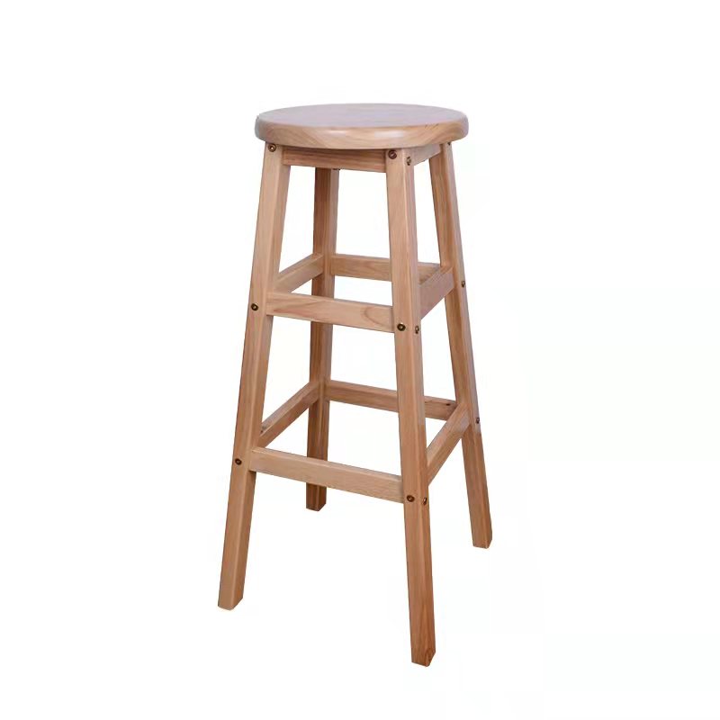 Modern Armless Backless Counter Stool Wood Bar Stool with Footrest