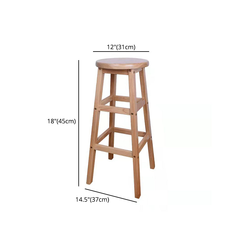Modern Armless Backless Counter Stool Wood Bar Stool with Footrest