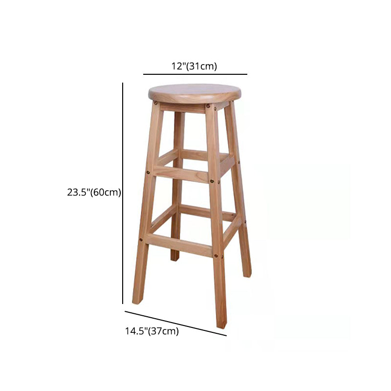 Modern Armless Backless Counter Stool Wood Bar Stool with Footrest