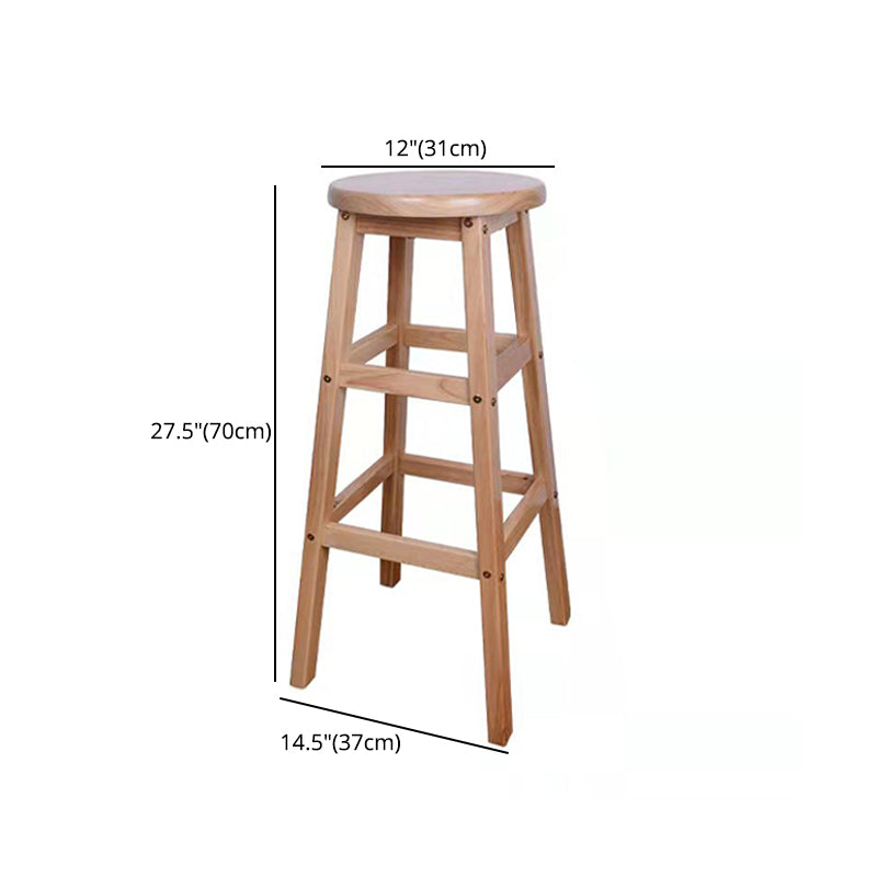 Modern Armless Backless Counter Stool Wood Bar Stool with Footrest