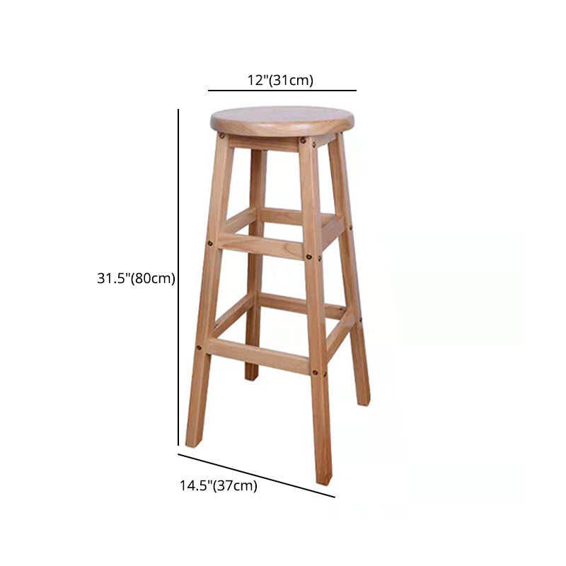 Modern Armless Backless Counter Stool Wood Bar Stool with Footrest