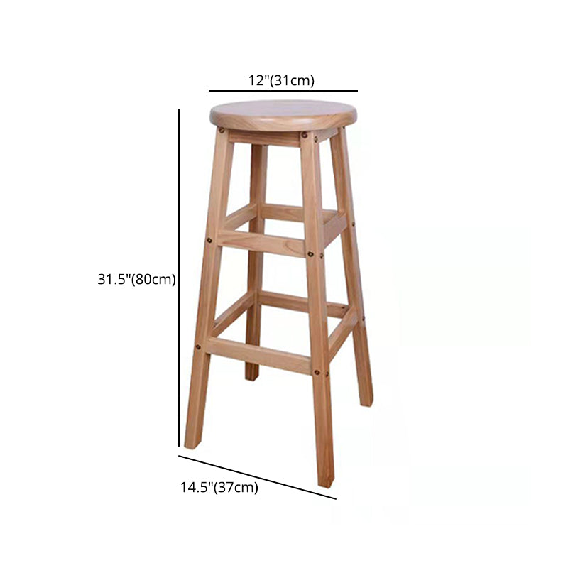Modern Armless Backless Counter Stool Wood Bar Stool with Footrest