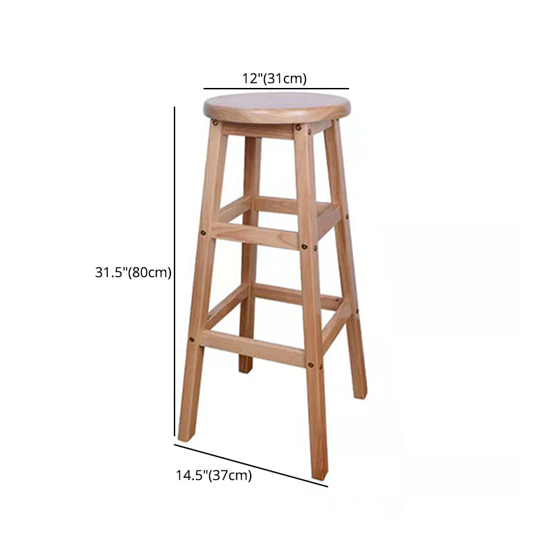 Modern Armless Backless Counter Stool Wood Bar Stool with Footrest
