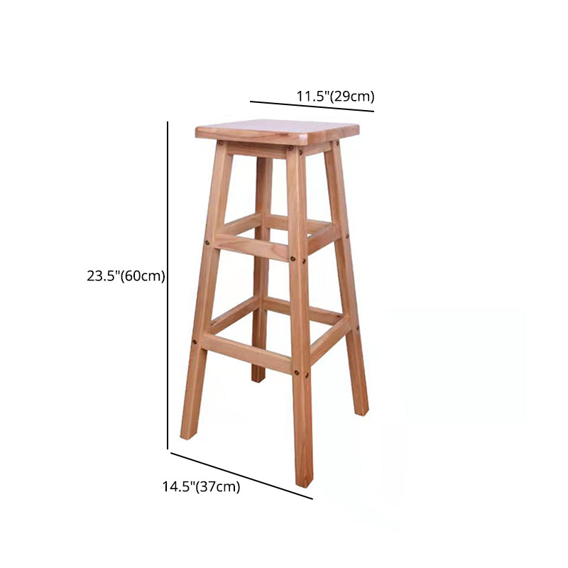 Modern Armless Backless Counter Stool Wood Bar Stool with Footrest