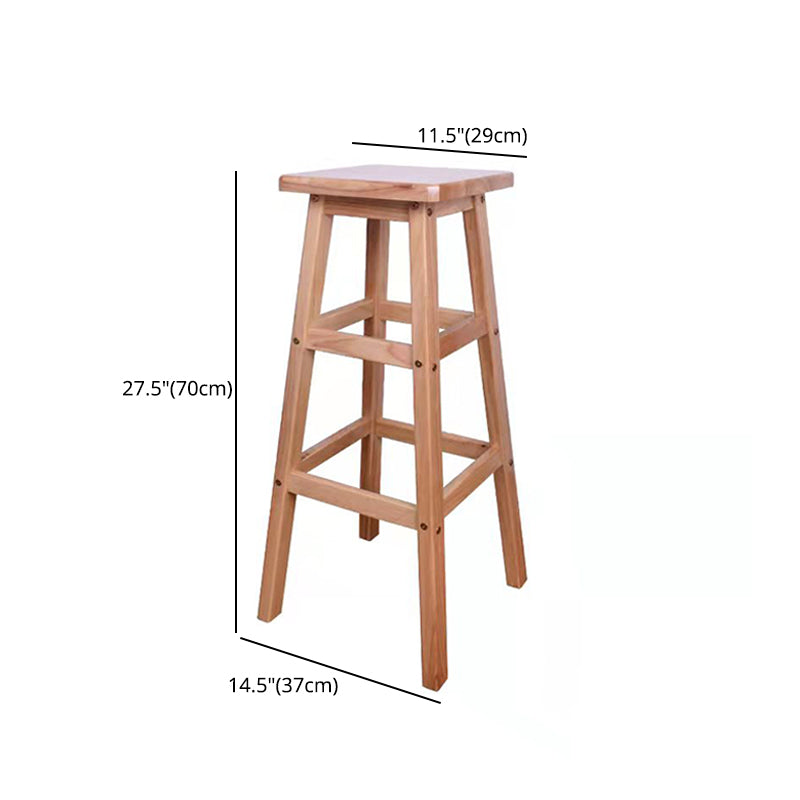 Modern Armless Backless Counter Stool Wood Bar Stool with Footrest