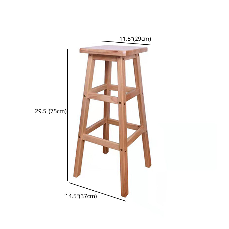 Modern Armless Backless Counter Stool Wood Bar Stool with Footrest