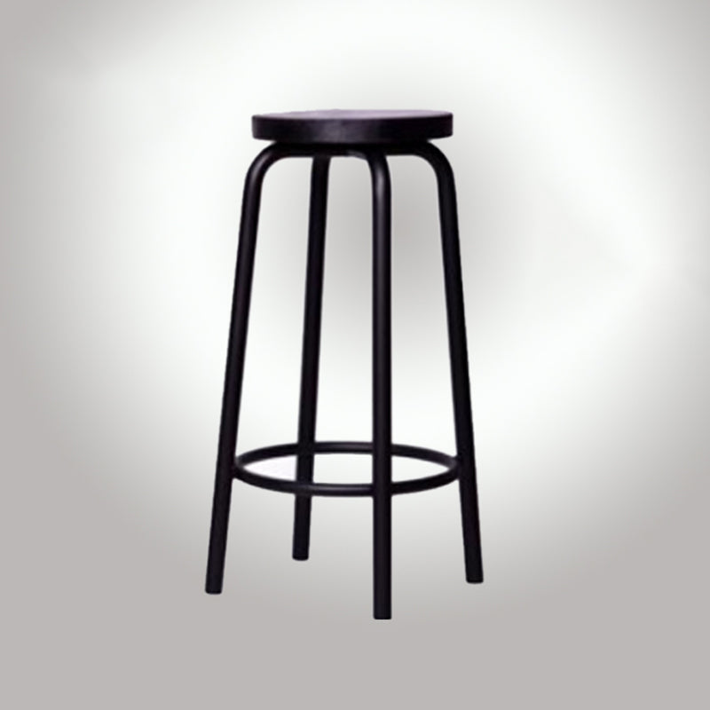 Modern Style Iron Bar Stool with Footrest Coffee Shop Casual Round Bar Stool