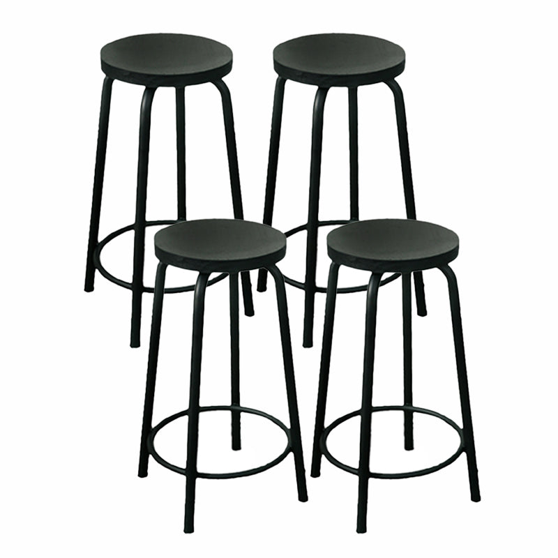 Modern Style Iron Bar Stool with Footrest Coffee Shop Casual Round Bar Stool