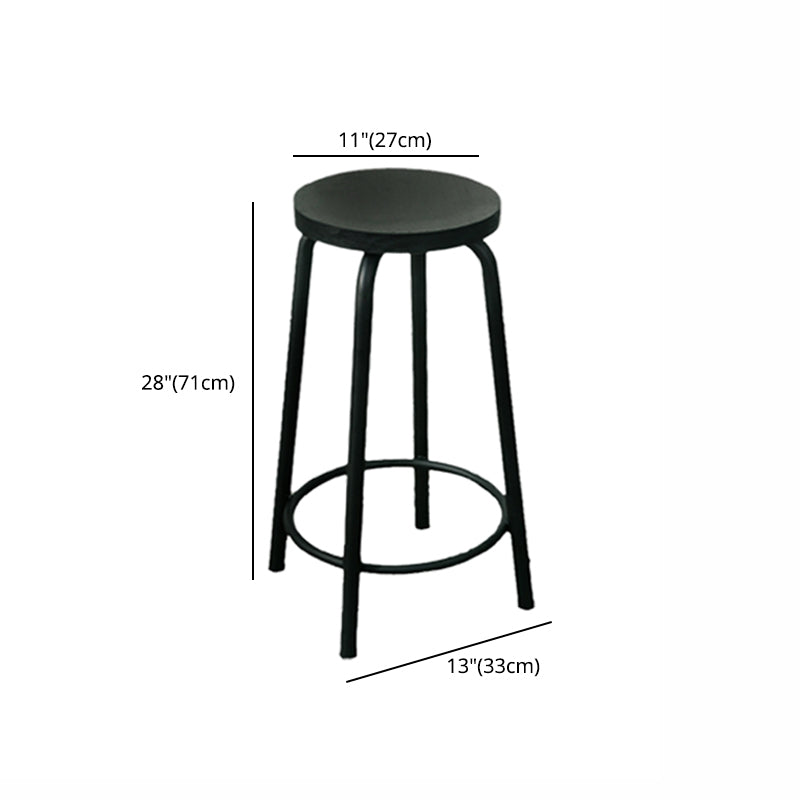 Modern Style Iron Bar Stool with Footrest Coffee Shop Casual Round Bar Stool