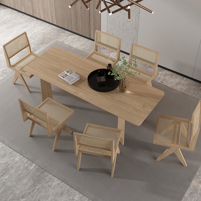 Modern 1/2/6/7 Pieces Dining Set Solid Wood Dining Table with Wooden Chairs
