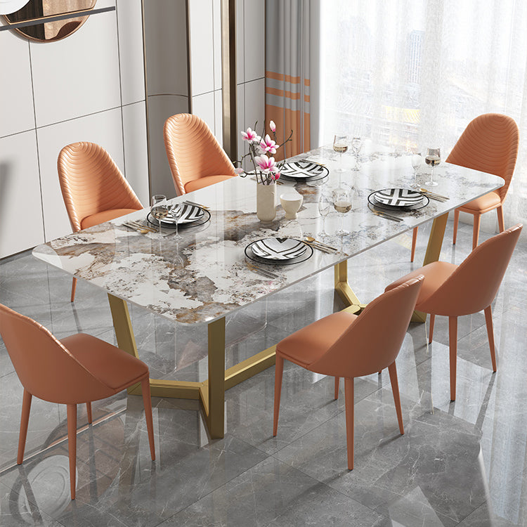 Nordic 1/4/5/6/7 Pieces Dining Set Sintered Stone Dining Table with Leather Chairs